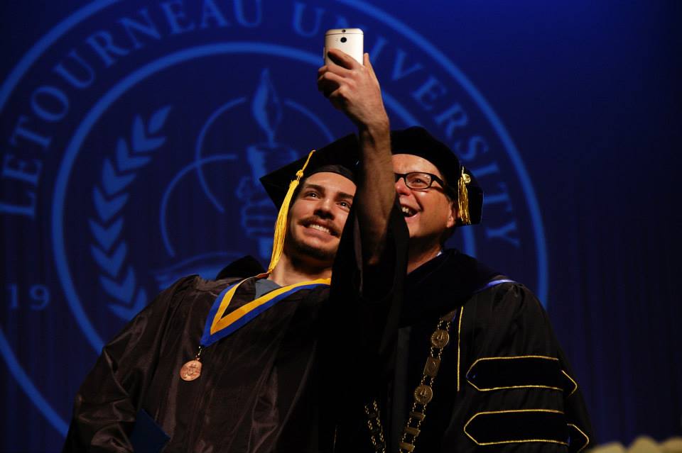 Graduation selfie with LeTourneau president